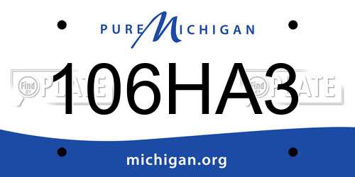106HA3 Michigan License Plate