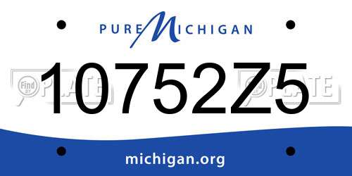 10752Z5 Michigan License Plate