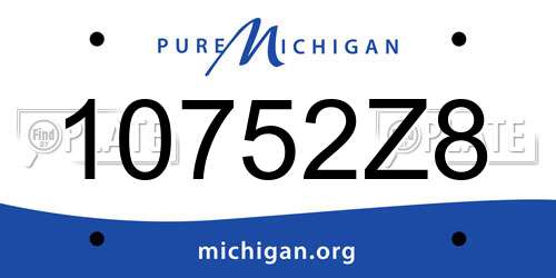 10752Z8 Michigan License Plate