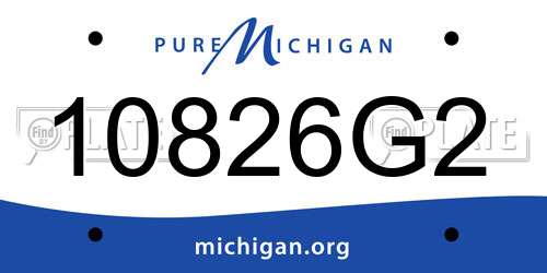 10826G2 Michigan License Plate