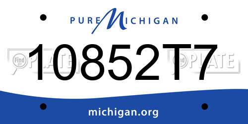 10852T7 Michigan License Plate