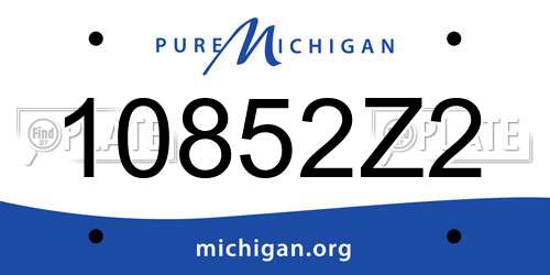 10852Z2 Michigan License Plate