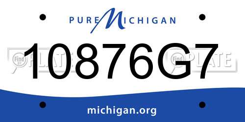 10876G7 Michigan License Plate