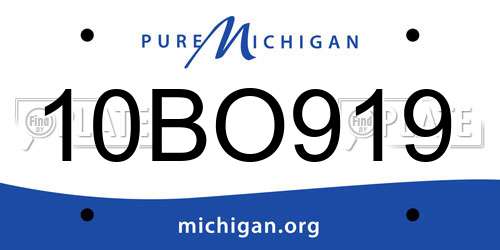 10BO919 Michigan License Plate
