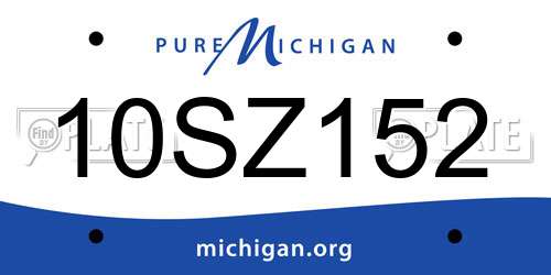 10SZ152 Michigan License Plate