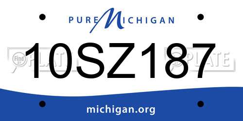 10SZ187 Michigan License Plate