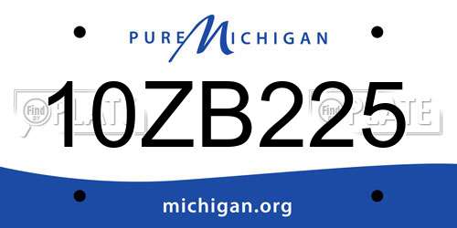 10ZB225 Michigan License Plate