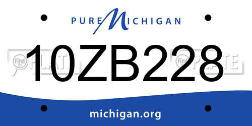10ZB228 Michigan License Plate