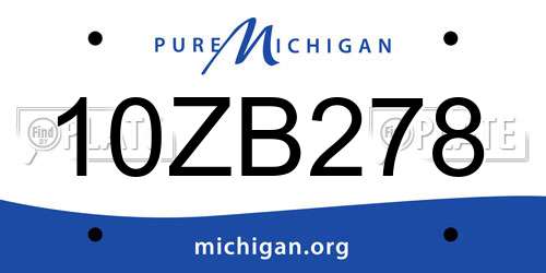 10ZB278 Michigan License Plate
