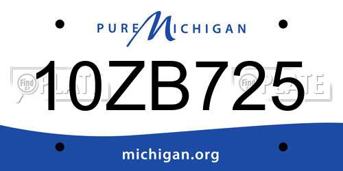 10ZB725 Michigan License Plate
