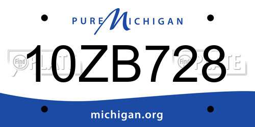 10ZB728 Michigan License Plate