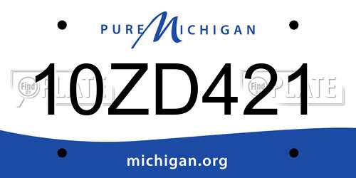10ZD421 Michigan License Plate