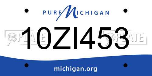 10ZI453 Michigan License Plate