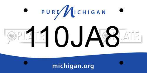 110JA8 Michigan License Plate