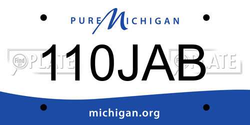 110JAB Michigan License Plate