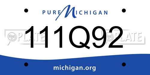 111Q92 Michigan License Plate