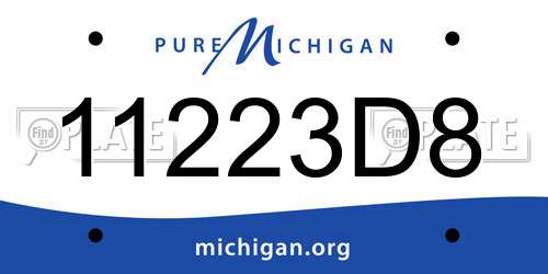 11223D8 Michigan License Plate