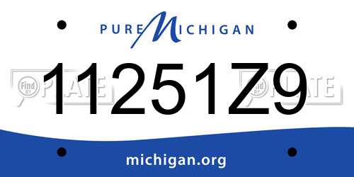 11251Z9 Michigan License Plate