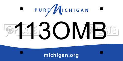 113OMB Michigan License Plate