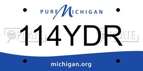 114YDR Michigan License Plate