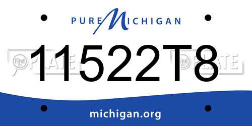 11522T8 Michigan License Plate