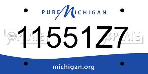 11551Z7 Michigan License Plate