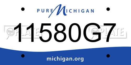 11580G7 Michigan License Plate