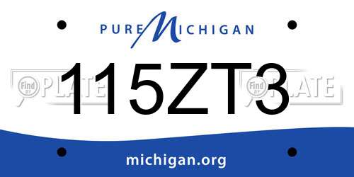 115ZT3 Michigan License Plate