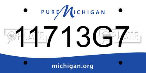 11713G7 Michigan License Plate