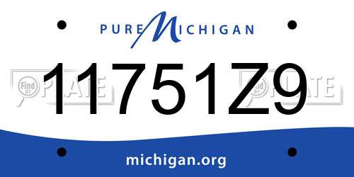 11751Z9 Michigan License Plate