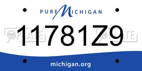 11781Z9 Michigan License Plate