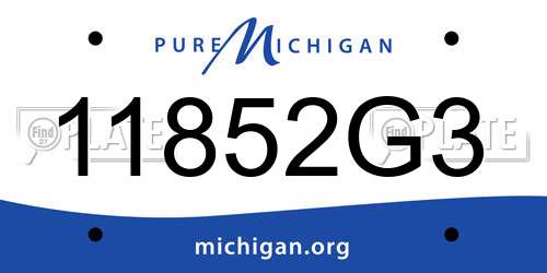 11852G3 Michigan License Plate