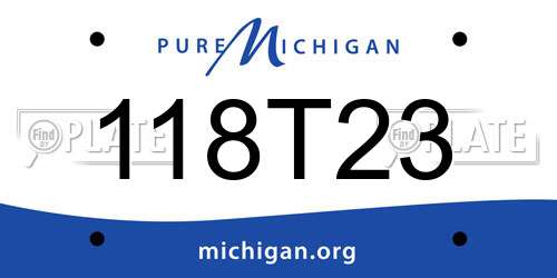 118T23 Michigan License Plate