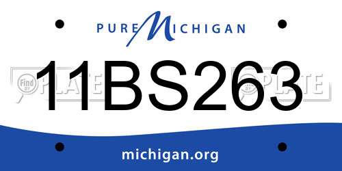 11BS263 Michigan License Plate