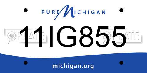 11IG855 Michigan License Plate