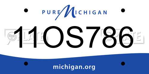 11OS786 Michigan License Plate