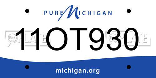 11OT930 Michigan License Plate