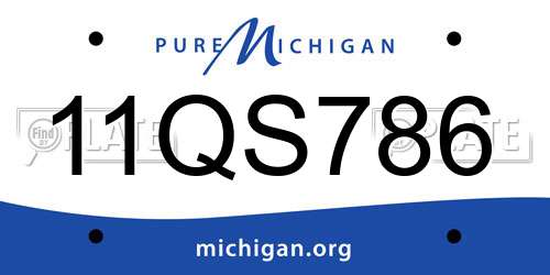 11QS786 Michigan License Plate