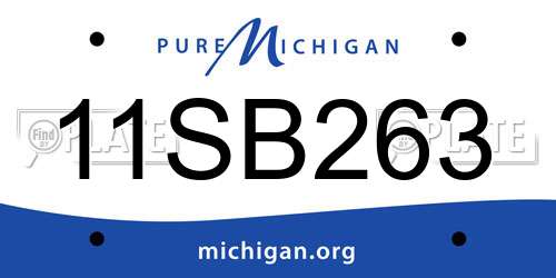 11SB263 Michigan License Plate