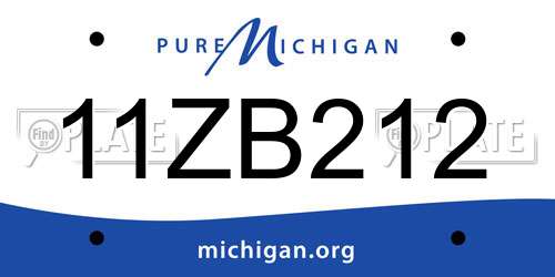 11ZB212 Michigan License Plate