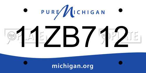 11ZB712 Michigan License Plate