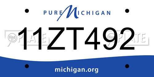 11ZT492 Michigan License Plate