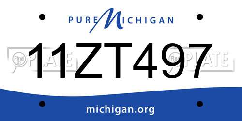 11ZT497 Michigan License Plate