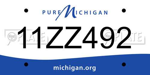 11ZZ492 Michigan License Plate