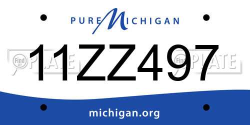 11ZZ497 Michigan License Plate