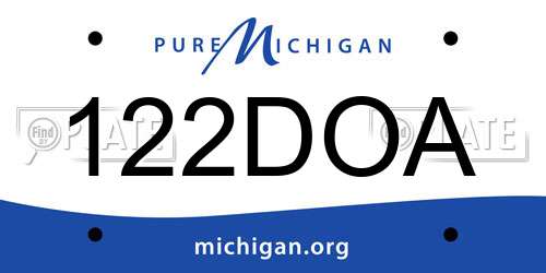 122DOA Michigan License Plate