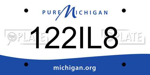 122IL8 Michigan License Plate