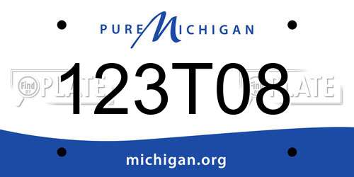 123T08 Michigan License Plate