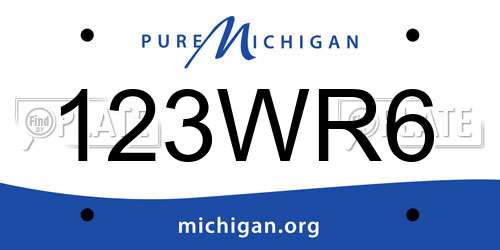 123WR6 Michigan License Plate