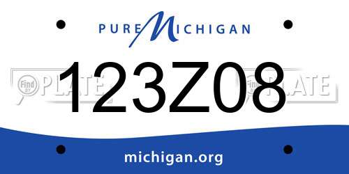 123Z08 Michigan License Plate